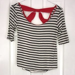 Striped Shirt with Red Bow